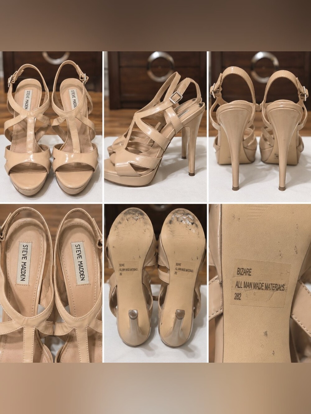 Steve Madden BIZARE Nude Patent Platform Heels – Size 8.5M
